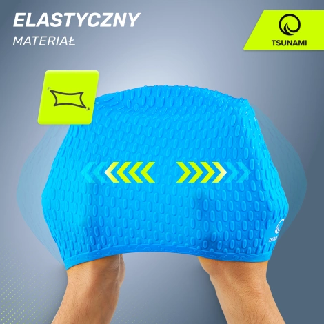 Czepek na basen damski TSUNAMI TEXTURE niebieski