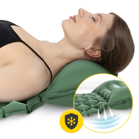 Dmuchany materac turystyczny jednoosobowy Mountain Goat khaki