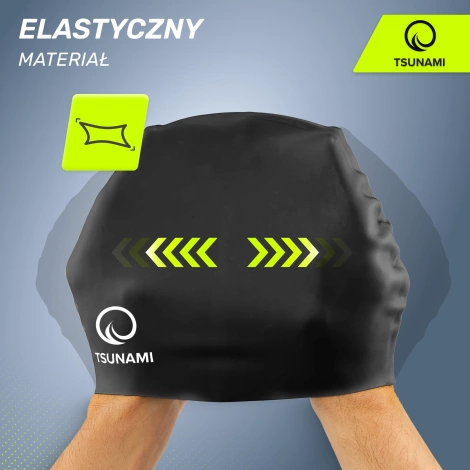 Czepek na basen dla dzieci TSUNAMI czarny