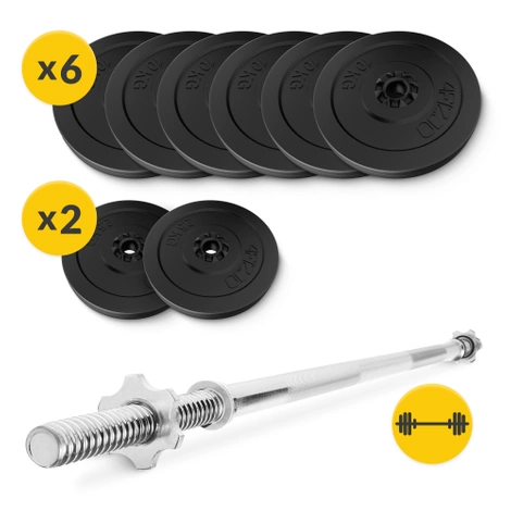 Zestaw kulturystyczny bitumiczny 70 kg + gryf prosty 150 cm