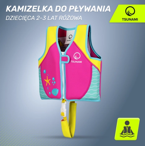 Kamizelka do pływania dla dzieci 2-3 lata TSUNAMI różowa