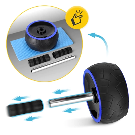Kółko do ćwiczeń mięśni brzucha AB WHEEL XL niebieskie