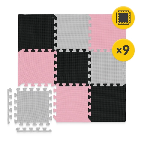 Mata edukacyjna dla dzieci puzzle 90 x 90 cm różowa