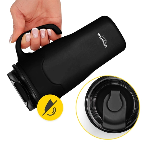 Kubek termiczny ze słomką 650 ml czarny