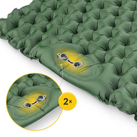 Dmuchany materac turystyczny dwuosobowy samopompujący Mountain Goat khaki