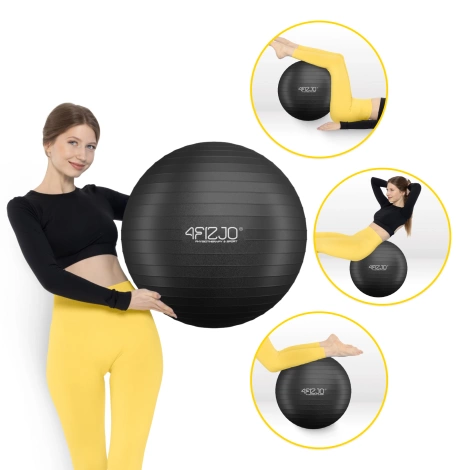 Piłka gimnastyczna dmuchana 65 cm czarna