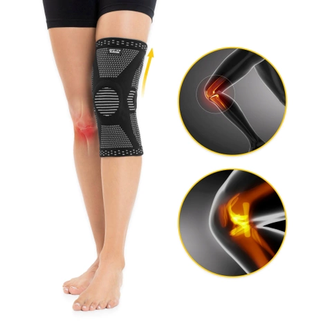 Elastyczna opaska na kolano ze stabilizacją rzepki M szara