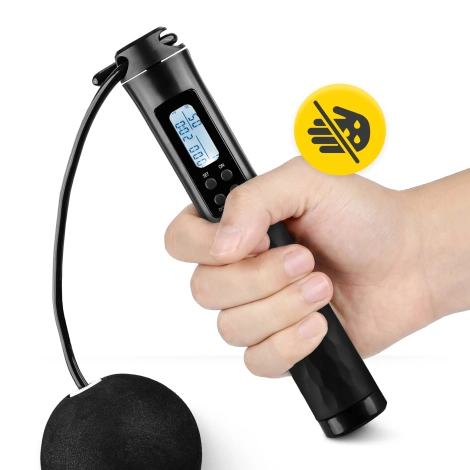 Skakanka z licznikiem i kulkami czarna