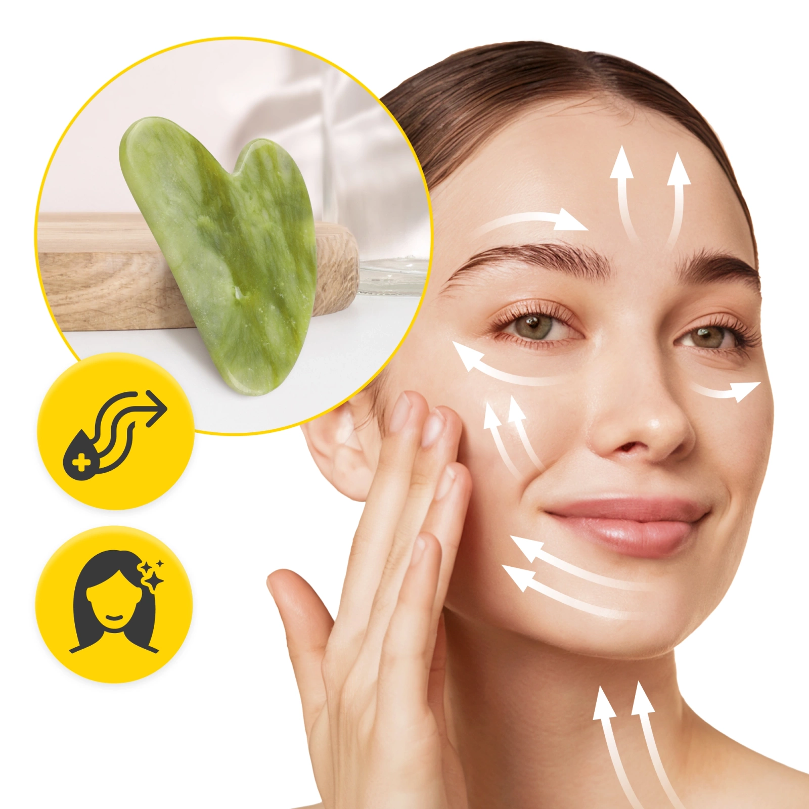 Klasyczny kamień Gua Sha z naturalnego zielonego jadeitu