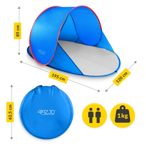 Namiot plażowy samorozkładający niebiesko-czerwony