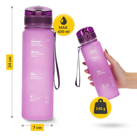 Butelka sportowa na wodę 650 ml różowa
