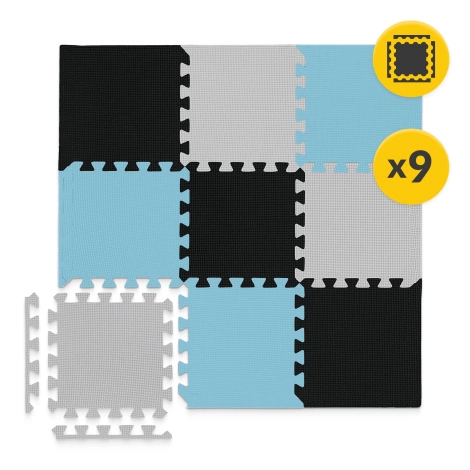 Mata edukacyjna dla dzieci puzzle 90 x 90 cm błękitna