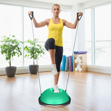 Półpiłka do balansowania równoważna z linkami zielona