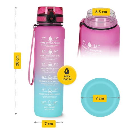 Butelka motywacyjna na wodę 1 L różowa
