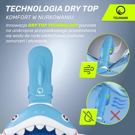 Maska do nurkowania dla dzieci TSUNAMI SHARK niebieska