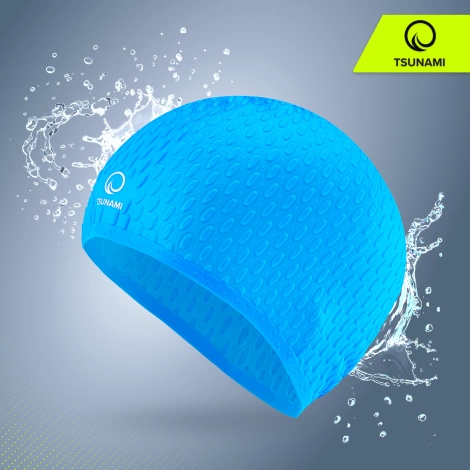 Czepek na basen damski TSUNAMI TEXTURE niebieski