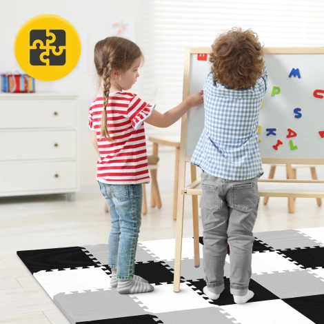 Mata edukacyjna dla dzieci puzzle 90 x 90 cm szara