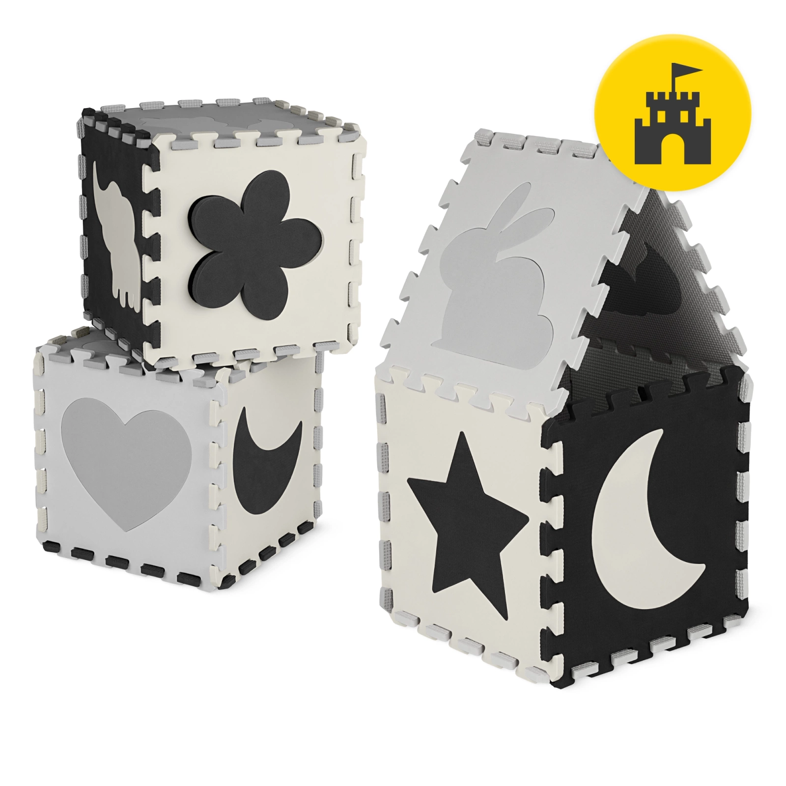 Mata edukacyjna dla dzieci puzzle 150 x 150 cm szara