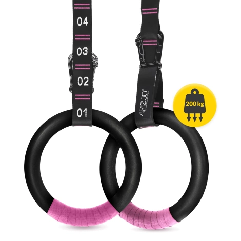 Kółka gimnastyczne do podciągania z ABS czarno-różowe