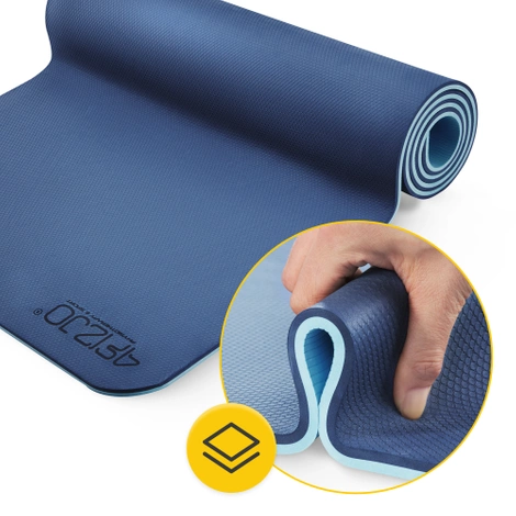 Mata do ćwiczeń i jogi antypoślizgowa TPE 0,6 cm granatowa