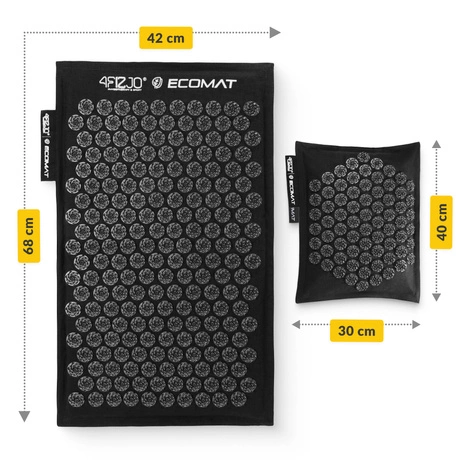 ECO Mata do akupresury z łuskami gryki i kokosem czarna