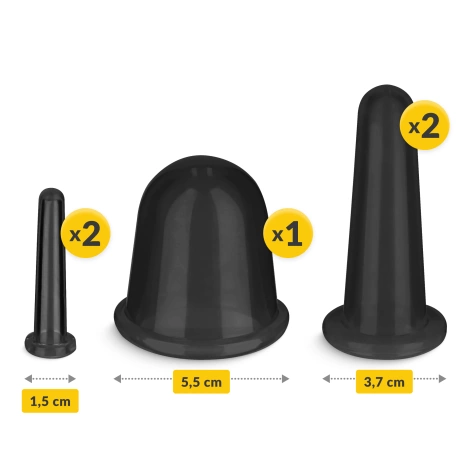 Silikonowe bańki chińskie 5 szt. FACE+ czarne