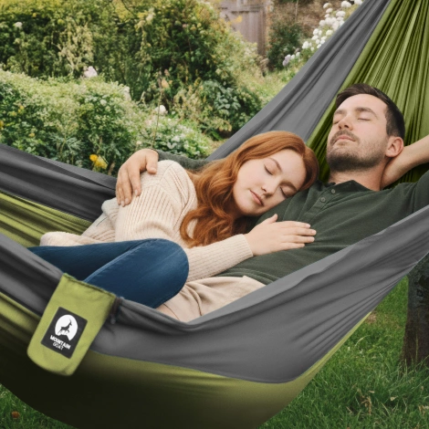 Hamak turystyczny dwuosobowy Mountain Goat szaro-zielony