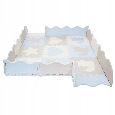 Mata edukacyjna dla dzieci puzzle 120 x 120 cm błękitna