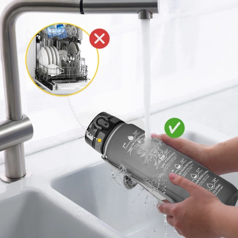 Butelka motywacyjna na wodę 1 L szara