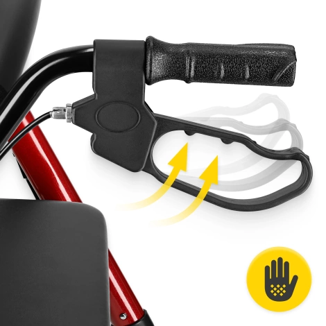 Chodzik czterokołowy z siedziskiem i torbą czerwony