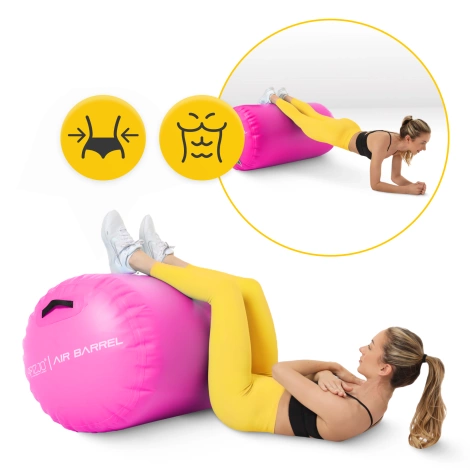 Dmuchany wałek gimnastyczny AIR BARREL 60 cm różowy