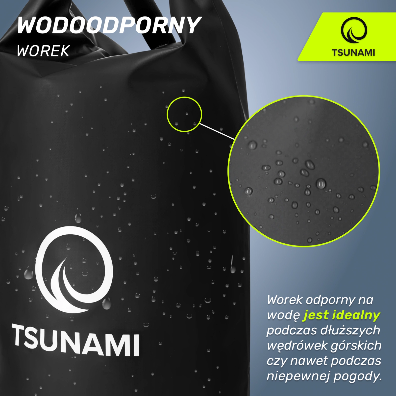 sportowy wodoodporny worek tsunami czarny