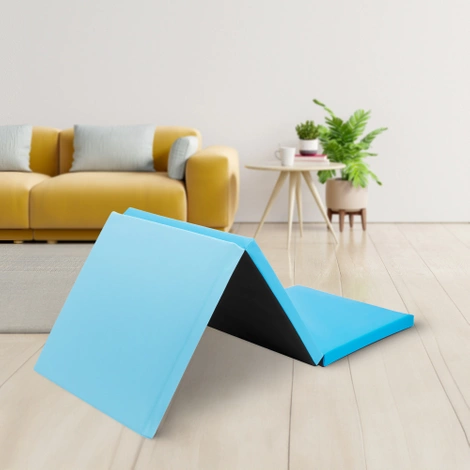 Materac gimnastyczny do ćwiczeń składany niebieski