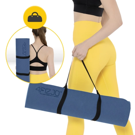 Mata do ćwiczeń i jogi antypoślizgowa TPE 1 cm granatowa