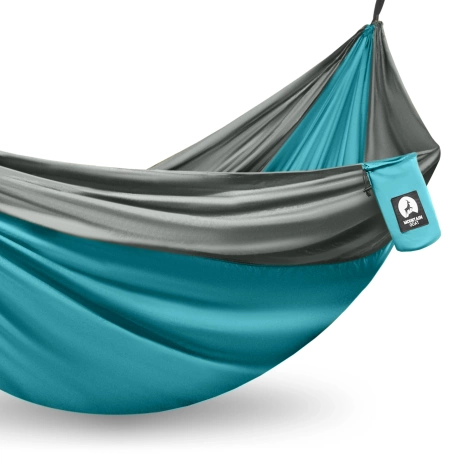 Hamak turystyczny dwuosobowy Mountain Goat szaro-turkusowy