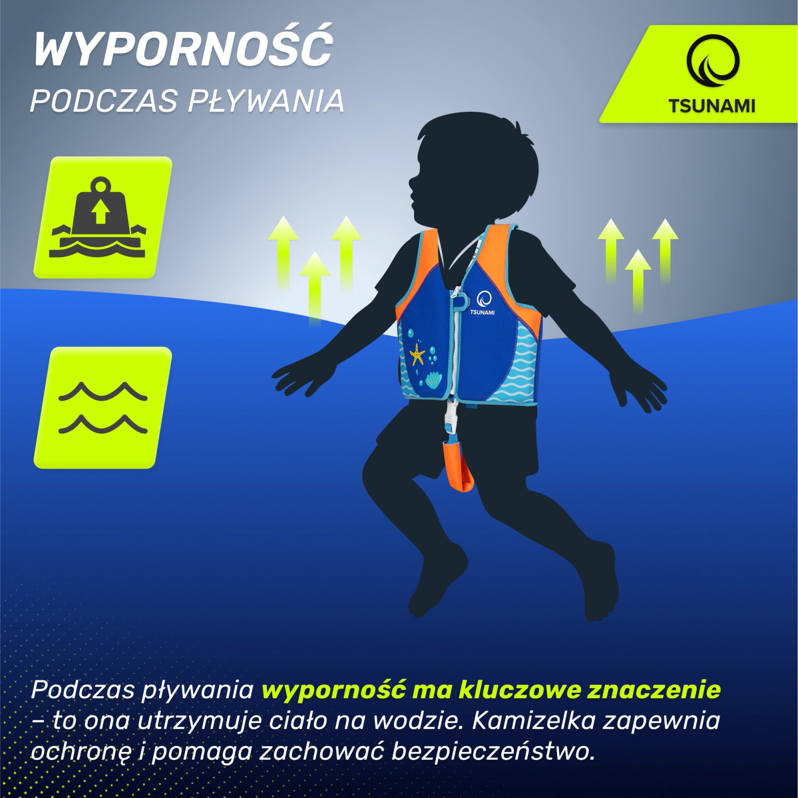Kamizelka do pływania TSUNAMI kapoki dla dzieci 