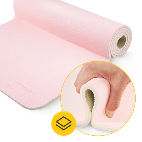 Mata do ćwiczeń i jogi antypoślizgowa TPE 1 cm różowa