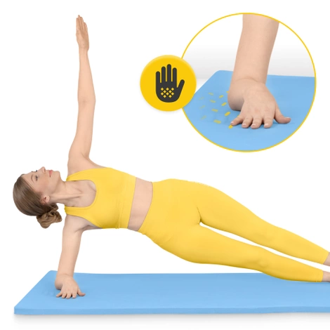 Duża mata do ćwiczeń antypoślizgowa TPE 2 cm niebieska