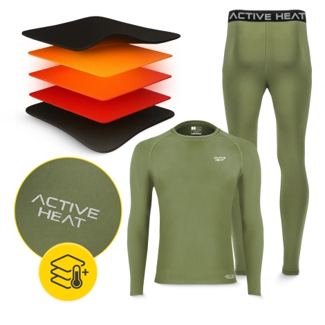 Bielizna termiczna unisex - zielony komplet koszulka + spodnie rozmiar S