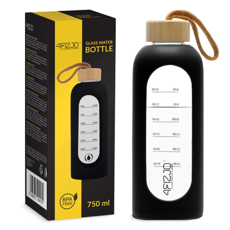 Butelka szklana na wodę 750 ml czarna
