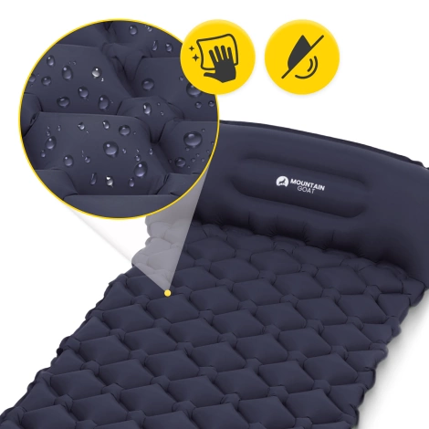 Dmuchany materac turystyczny jednoosobowy Mountain Goat granatowy