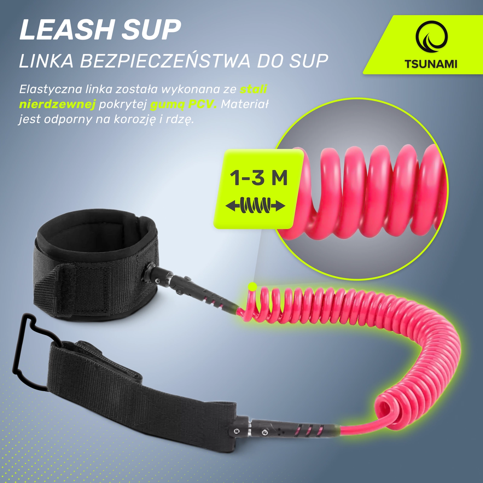 leash linka zabezpieczajaca do deski sup rozowa