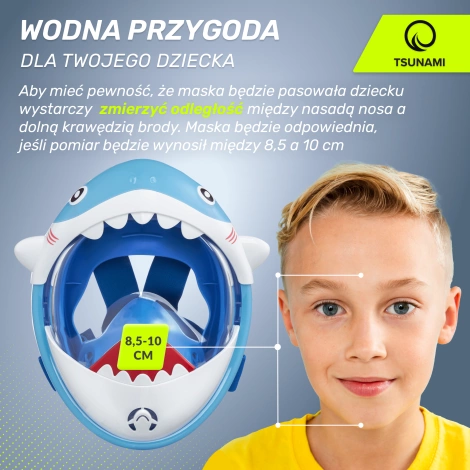 Maska do nurkowania dla dzieci TSUNAMI SHARK niebieska