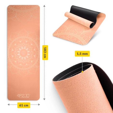 Zamszowa mata do jogi i ćwiczeń 1,5 mm pomarańczowa