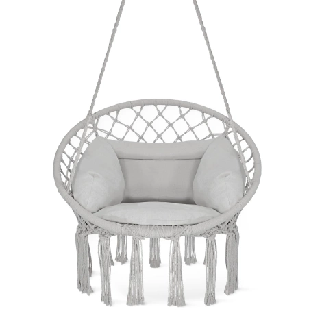 Huśtawka ogrodowa z poduszką BOHO szara