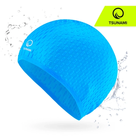 Czepek na basen damski TSUNAMI TEXTURE niebieski