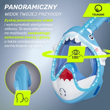 Maska do nurkowania dla dzieci TSUNAMI SHARK niebieska