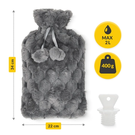 Termofor gumowy w pluszowym pokrowcu 2 litry