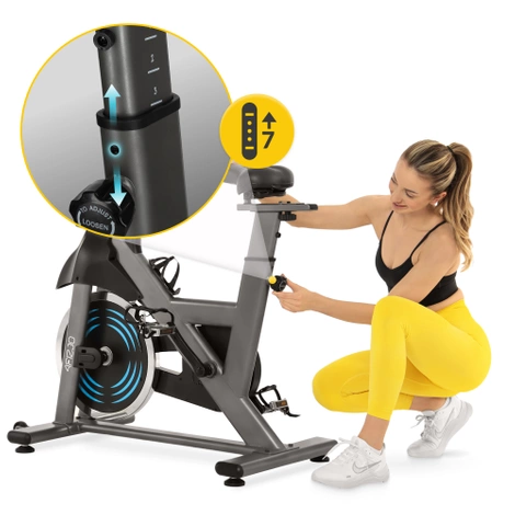 Rower spinningowy mechaniczny RACING szary