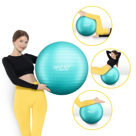 Piłka gimnastyczna dmuchana 65 cm miętowa